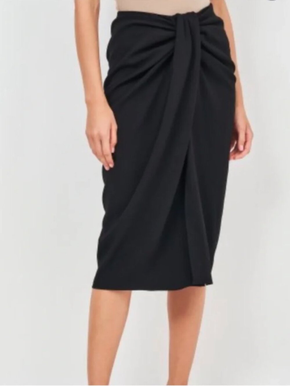 Zara Black Pareo Midi Skirt XL | Draped Knot Front | Resort Coastal Chic - Picture 2 of 10
